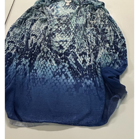 Chicos Cardigan Womens Large 2 Blue Snake Print Open Front Lightweight Sweater - Picture 6 of 11